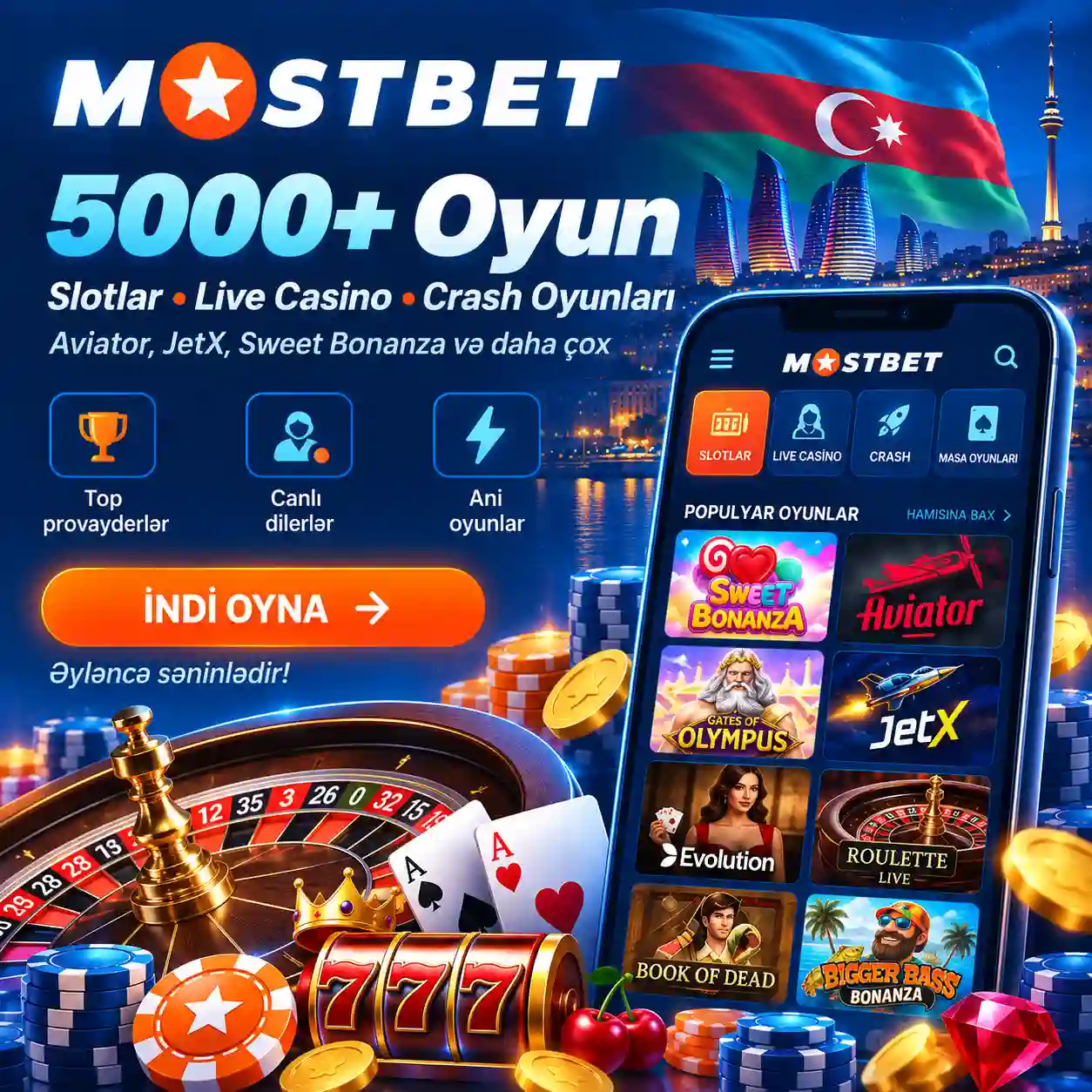 Mostbet Casino oyunları — slotlar, live casino, Aviator və crash oyunları